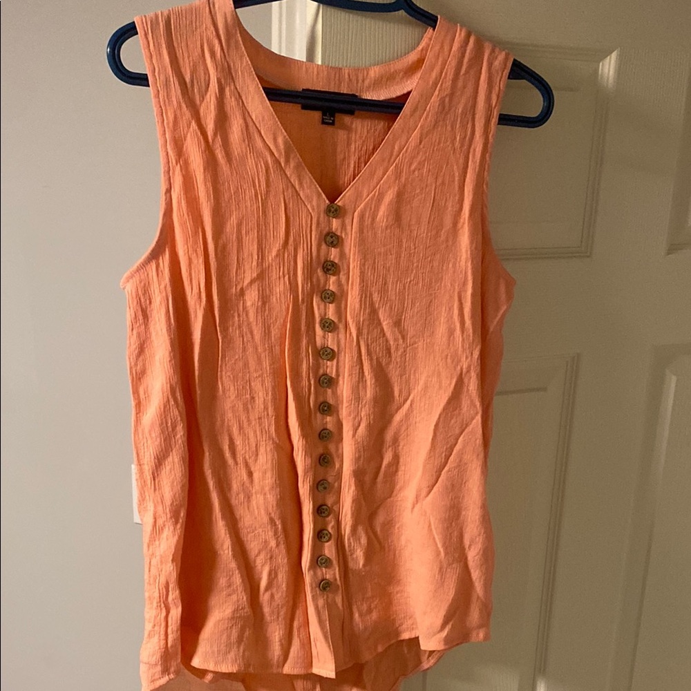 Orange Sleeveless Buttoned Blouse